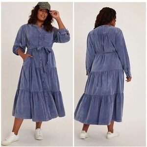 Anthropologie Pilcro Tiered Blue Dress